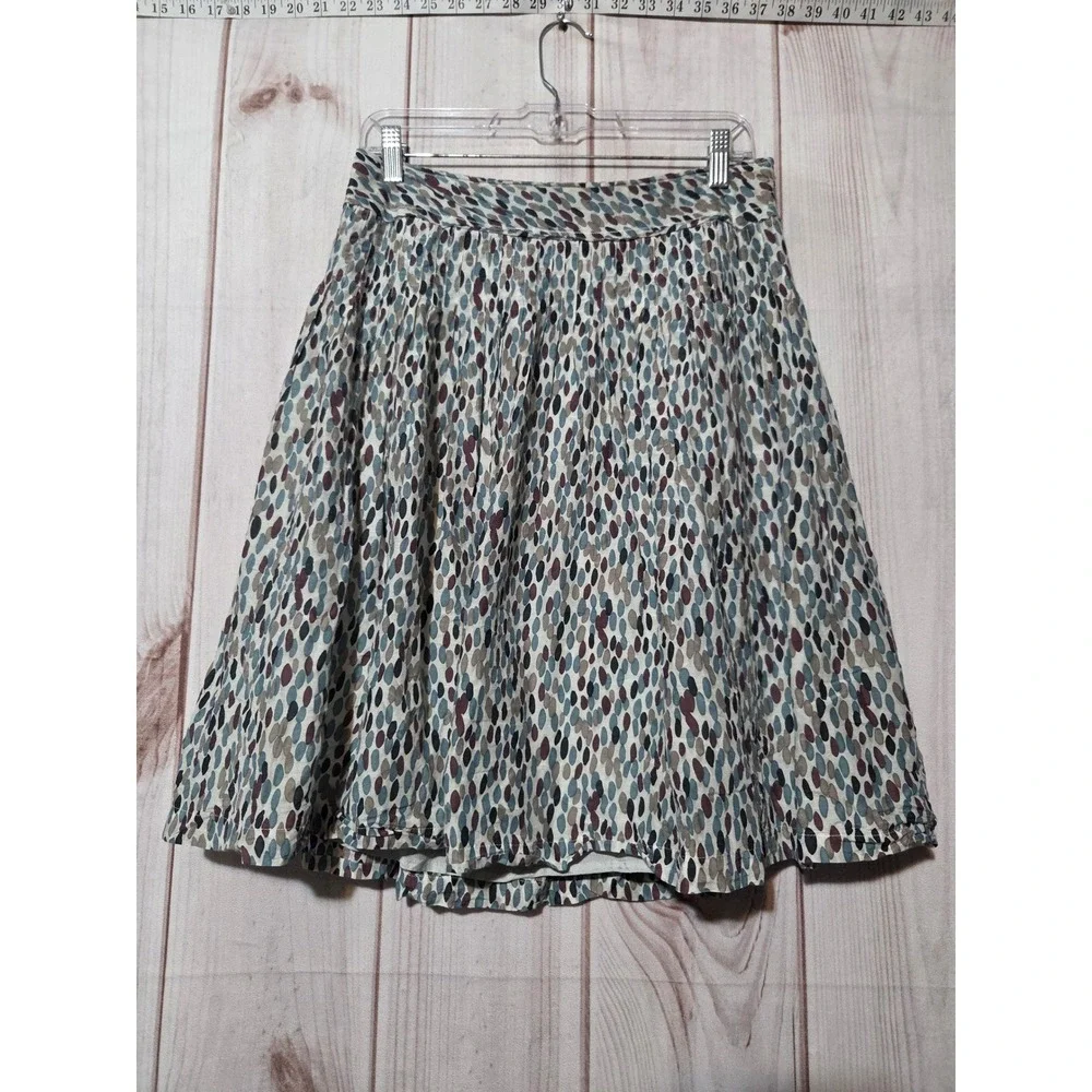 Banana Republic Women Blue Abstract Pebble Print Cotton Silk ALine‎ Skirt Size 4